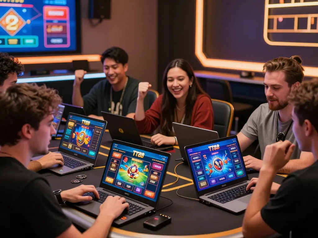 Engaging TT88 online gambling scene with diverse players enjoying various betting options in a vibrant atmosphere.