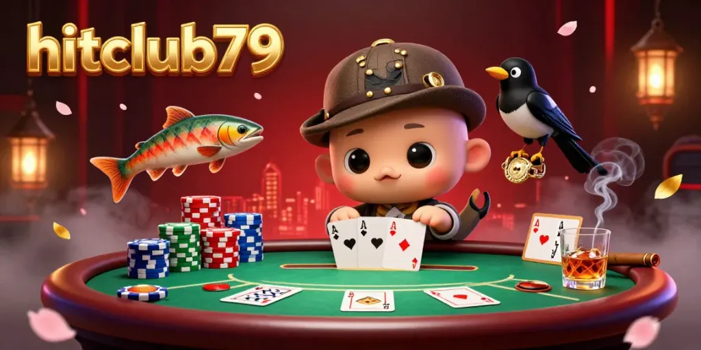 Engage in the vibrant hitclub79 casino scene featuring baby Nessie and colorful gambling elements.