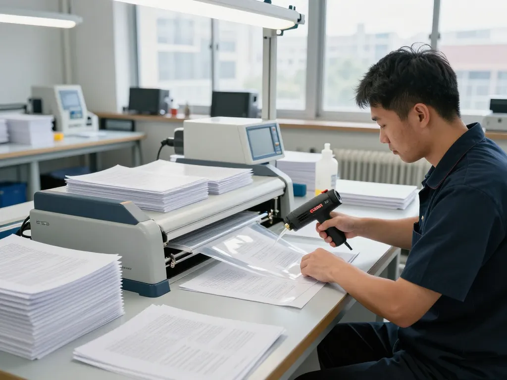 Safe and effective document removal process, giá bóc ép plastic services demonstrated by a technician.