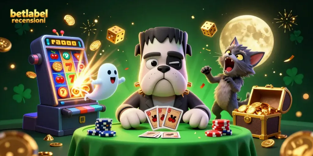 Engage with betlabel recensioni as the monster dealer amidst a vibrant casino chaos of winning games.