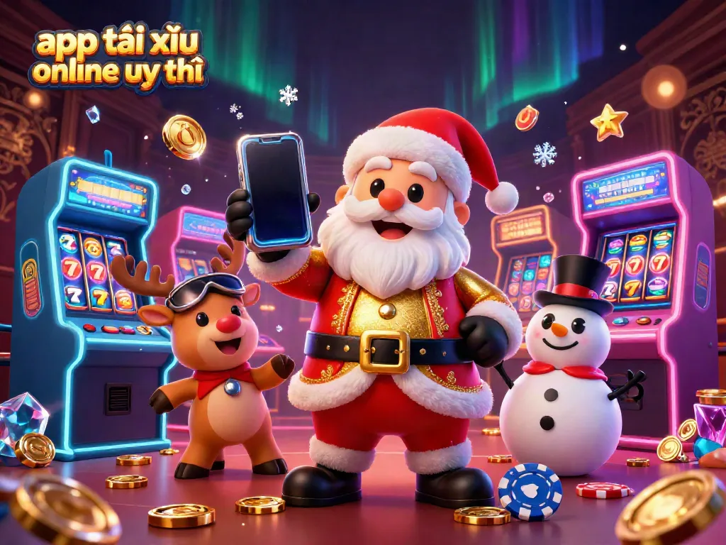 Spin wins with app tài xỉu online uy tín showcased with Santa and vibrant casino elements.