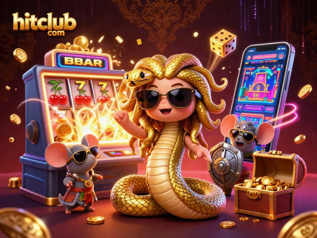 Experience thrilling jackpots at hitclub com with a vibrant casino scene featuring dynamic characters and exciting game elements.