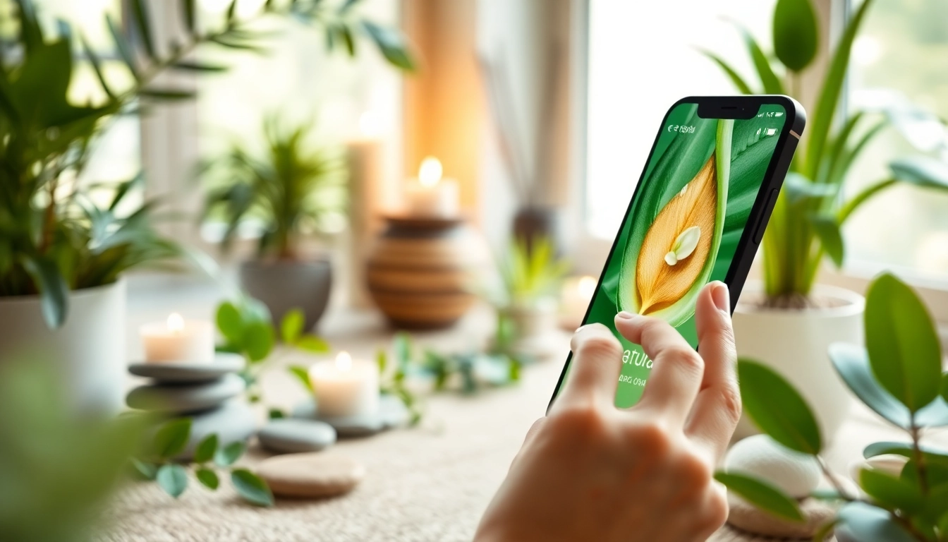 Engage with the Ayurveda Mobile App in a serene, wellness-enhancing environment.