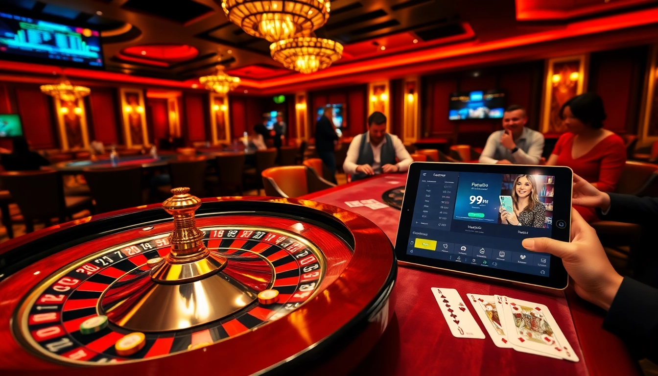 A vibrant roulette wheel and poker cards illustrate the excitement of 99wim's online gambling experience.