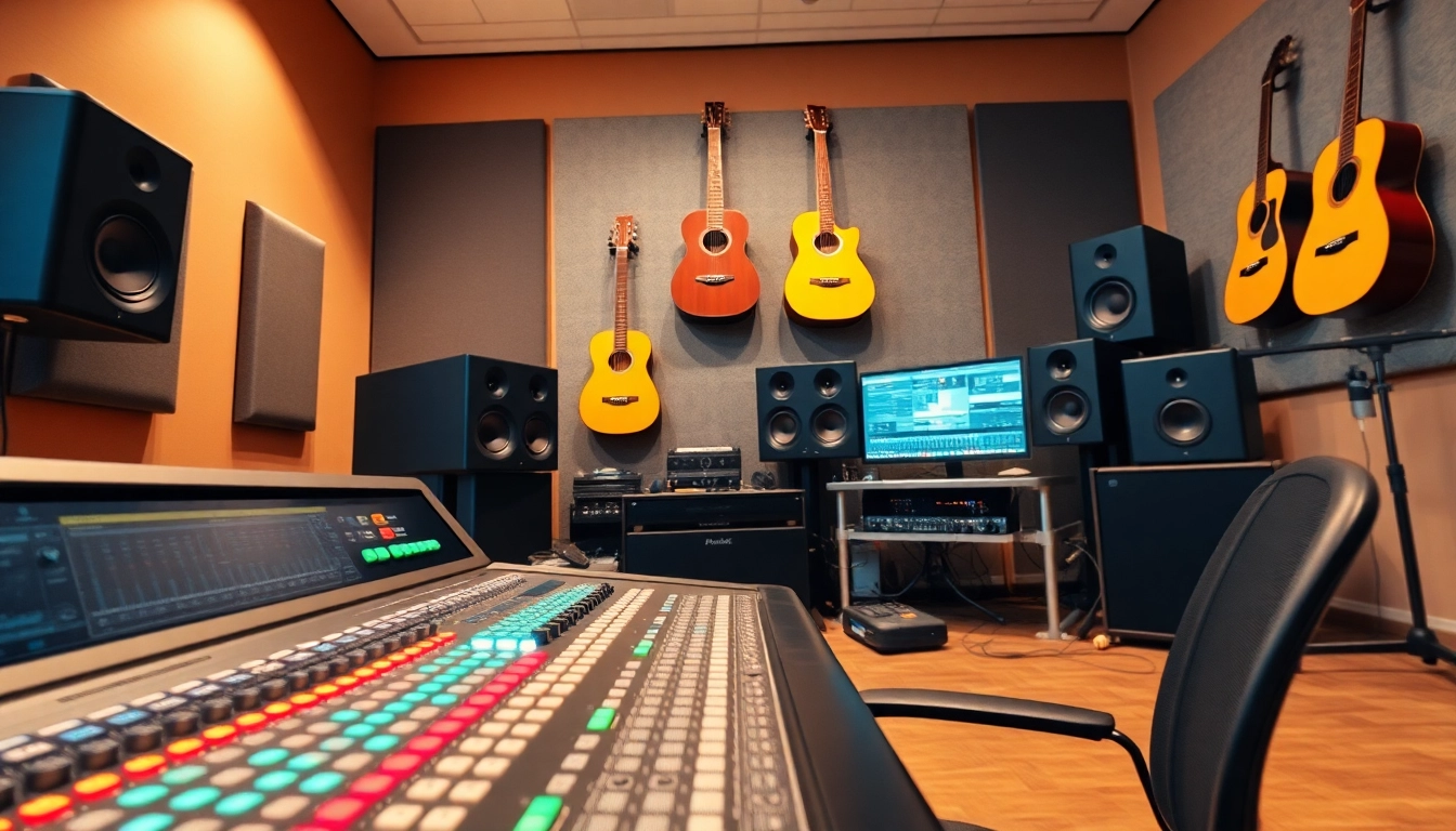 Professional audio mastering setup illustrating online audio mastering tools and gear in an organized workspace.
