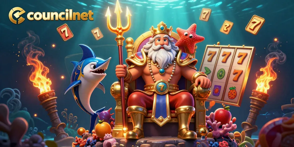 Experience thrilling gameplay with councilnet as Neptune greets lucky players in a vibrant casino scene.