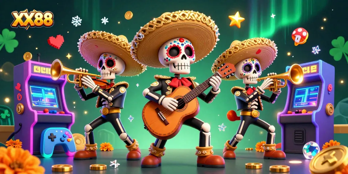 Join the excitement at XX88 with lively mariachi musicians surrounded by vibrant gaming elements!