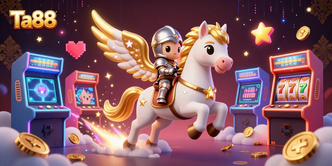 Ta88 showcases an exciting 3D casino adventure with a celestial horse and game elements.