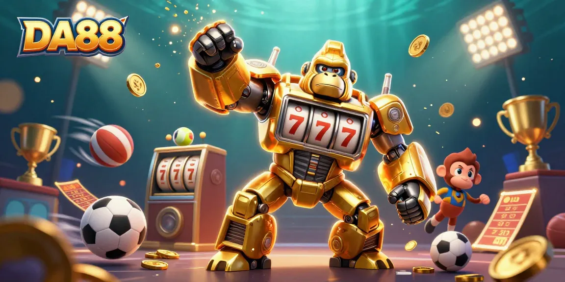 DA88 offers a dynamic 3D casino experience with a gorilla mech and interactive sports elements.